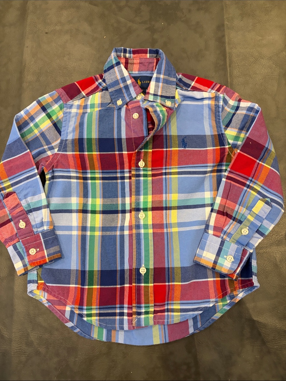 Ralph Lauren Boys' Blue & Red Plaid Button-Down Shirt 2T